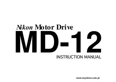 Nikon MD-12 Motor Drive Instruction Manual - cover page
