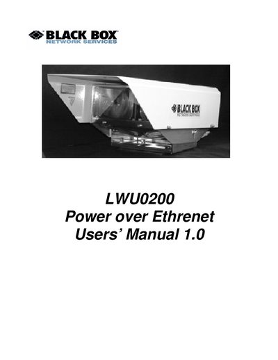 Black Box LWU0200 Power over Ethernet User Manual - cover page