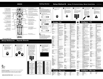 URC 20256 TV Control Setup Method B Direct Code Entry - cover page