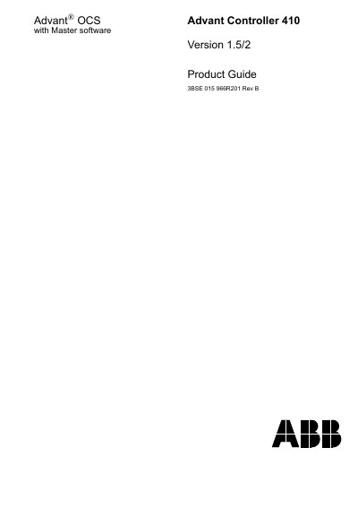ABB Advant Controller 410 Product Guide - cover page
