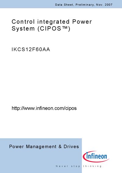 Infineon IKCS12F60AA Datasheet - cover page