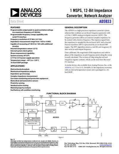 Analog Devices AD5933 Product Handbook Rev D - cover page