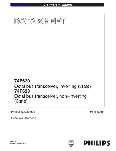 Philips 74F620/74F623 Octal Bus Transceiver Datasheet - cover page