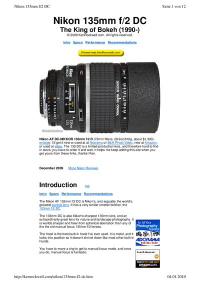 Nikon 135mm f/2 DC Review - cover page