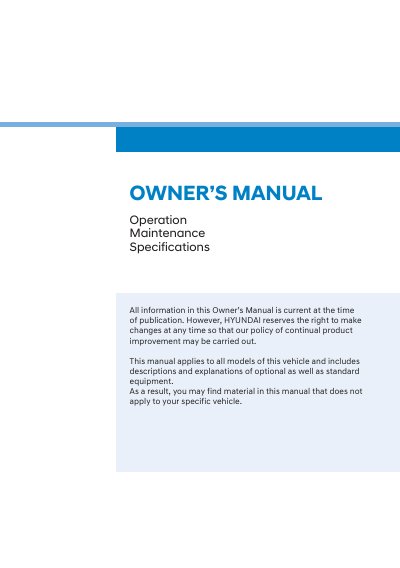 Hyundai Electric Vehicle Owner's Manual - cover page