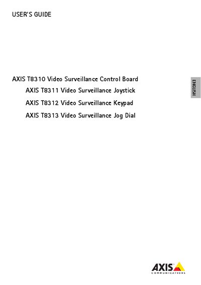 Axis T8310/T8311/T8312/T8313 User Guide - cover page