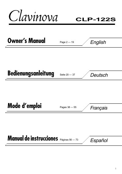 Yamaha CLP-122S Clavinova Owner's Manual - cover page