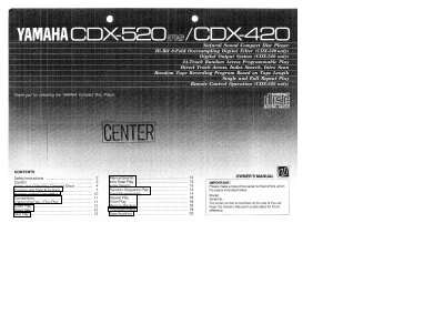 Yamaha CDX-520/CDX-420 Compact Disc Player Owner's Manual - cover page