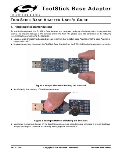 Silicon Laboratories ToolStick Base Adapter User Manual - cover page
