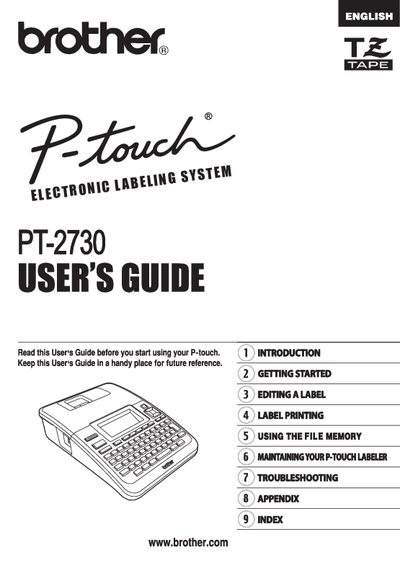 Brother PT-2730 P-touch Labeler User Manual - cover page