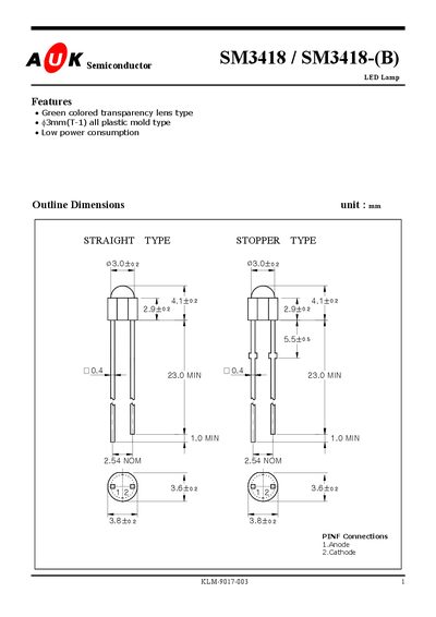 AK Semiconductor SM3418 LED Lamp Datasheet