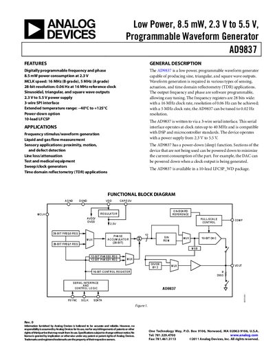 Analog Devices AD9837 Product Handbook - cover page