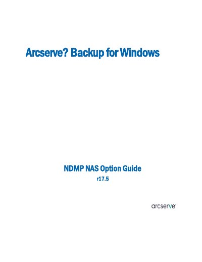 Arcserve NDMP NAS Option Guide r17.5 - cover page