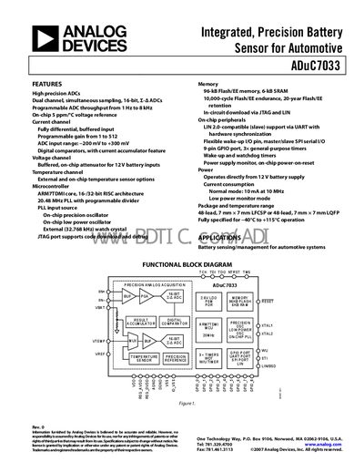 Analog Devices ADuC7033 Handbook - cover page