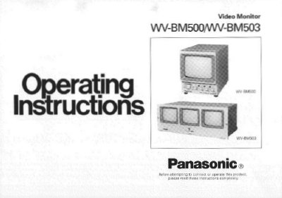 Panasonic WV-BM500/WV-BM503 Closed Circuit Video Monitor User Manual - cover page