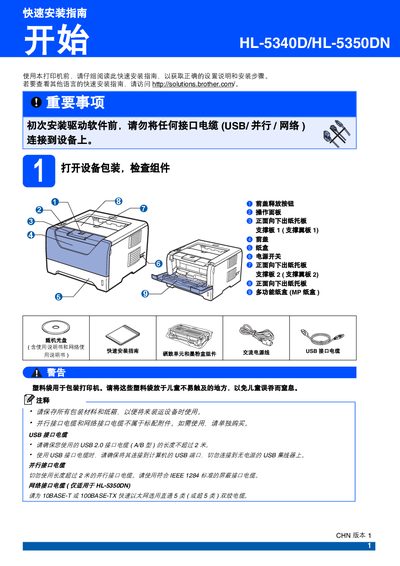 Brother HL-5340D/HL-5350DN Printer Quick Installation Guide