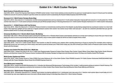 Goldair GMC300 6-in-1 Multi Cooker User Manual - cover page