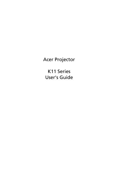 Acer K11 Series Projector User Manual - cover page