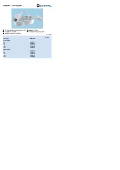 PRO SIGNAL Telephone Extension Leads Manual - cover page