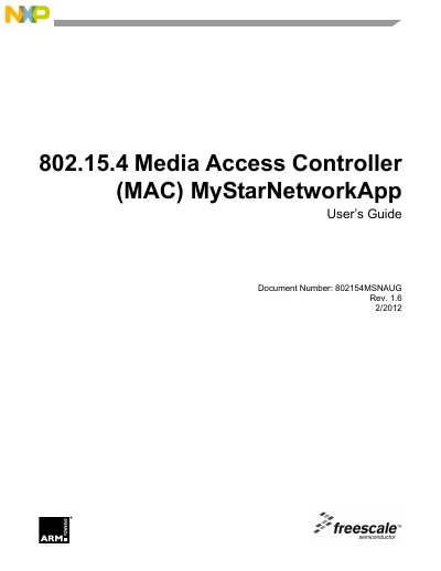 Freescale MyStarNetworkApp 802.15.4 MAC User Manual - cover page