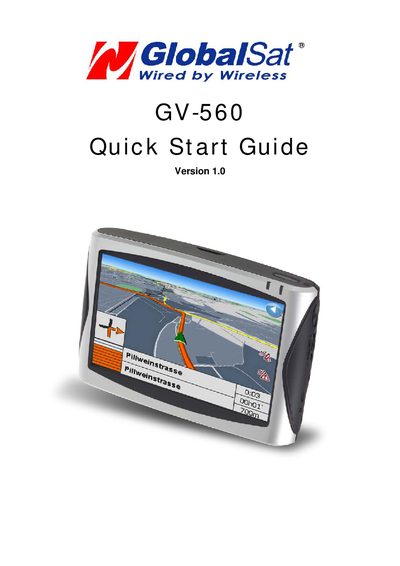 GlobalSat GV-560 Quick Start Guide - cover page