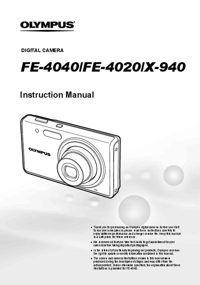 Olympus FE-4040/FE-4020/X-940 Digital Camera Instruction Manual