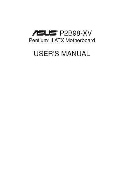 ASUS P2B98-XV Motherboard User Manual - cover page