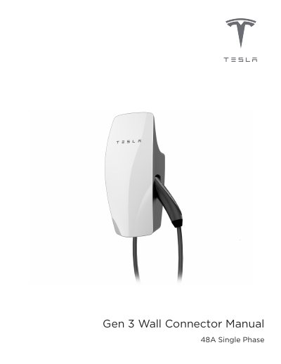 Tesla Gen 3 Wall Connector User Manual - cover page