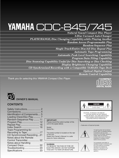 Yamaha CDC-845/745 Compact Disc Player Owner's Manual - cover page
