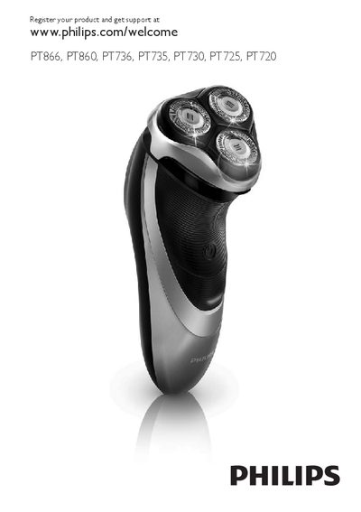 Philips PT866/PT860/PT736/PT735/PT730/PT725/PT720 Shaver User Manual - cover page