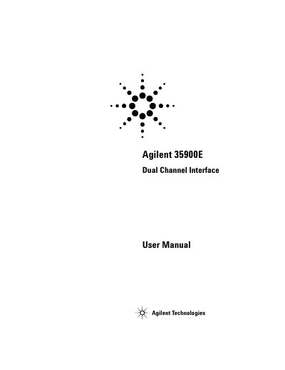 Agilent 35900E Dual Channel Interface User Manual - cover page