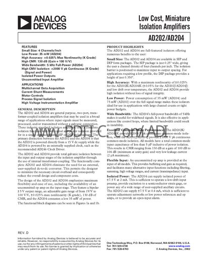 Analog Devices AD204 Isolation Amplifier Handbook