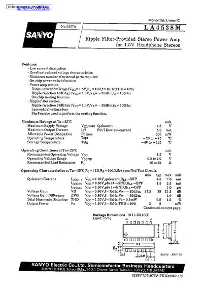SANYO LA4538M IC Handbook - cover page