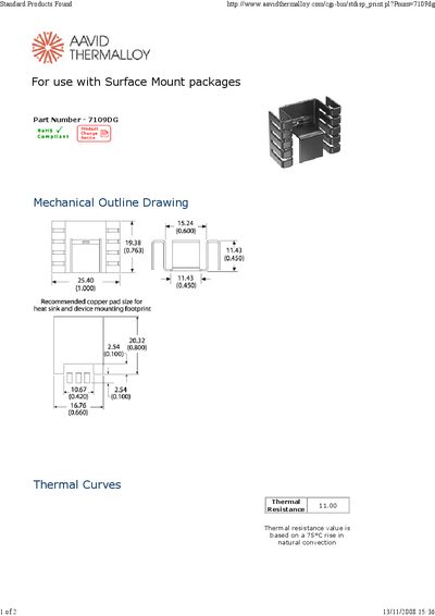 Aavid 7109DG Surface Mount Heat Sink Datasheet - cover page