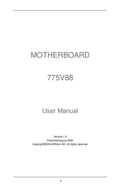 ASRock 775V88 Motherboard User Manual - cover page