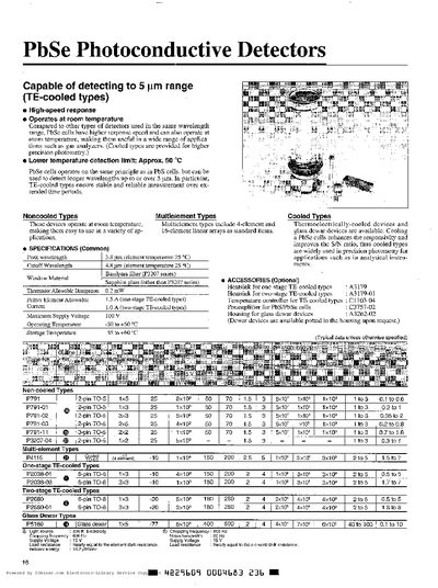Hamamatsu PbSe Photoconductive Detectors Datasheet - cover page