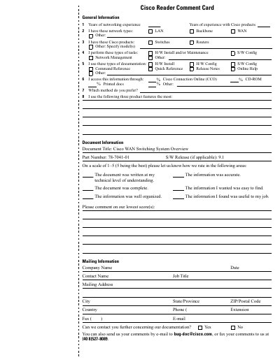 Cisco WAN Switching System Overview Manual - cover page