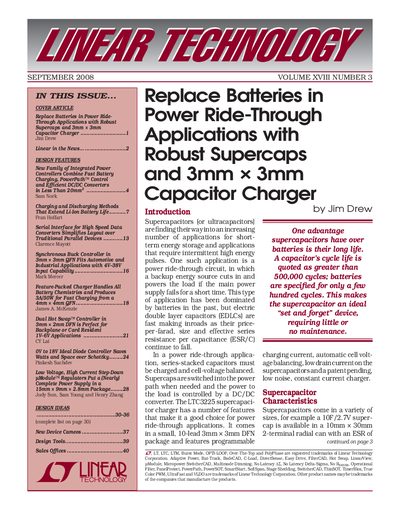 Linear Technology LTC3225 Supercapacitor Charger Application Note