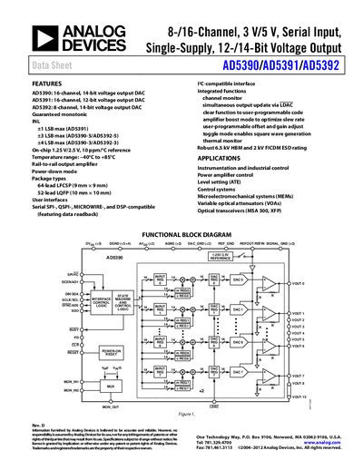 Analog Devices AD5390/AD5391/AD5392 Datasheet - cover page