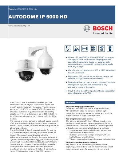 Bosch IP 5000 HD Autodome User Manual - cover page