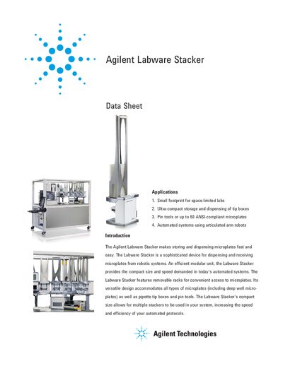 Agilent G5407A Labware Stacker Data Sheet - cover page
