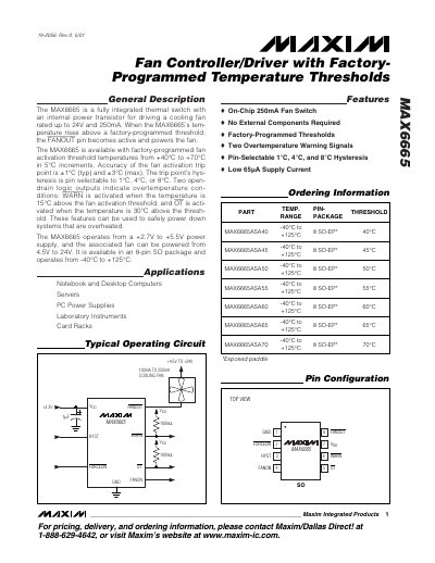 Maxim MAX6665 Datasheet - cover page