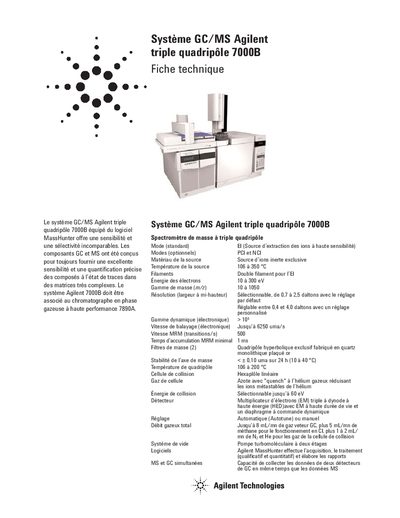 Agilent 7000B Triple Quadrupole GC/MS System Datasheet