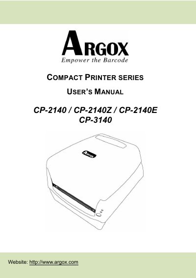 Argox CP-2140/CP-2140Z/CP-2140E/CP-3140 Compact Printer Series User Manual - cover page