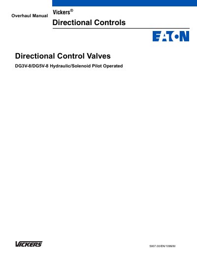 Vickers DG3V-8/DG5V-8 Directional Control Valves Overhaul Manual - cover page