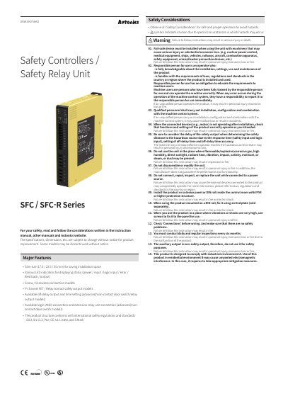 Autonics SFC / SFC-R Series Safety Controllers User Manual - cover page