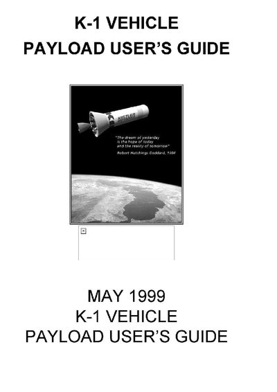 Kistler K-1 Vehicle Payload User's Guide - cover page