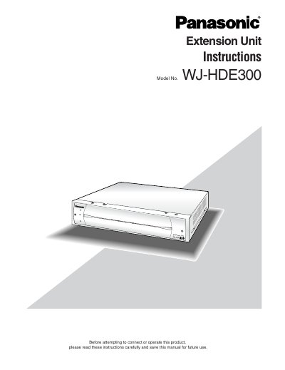 Panasonic WJ-HDE300 Extension Unit User Manual - cover page