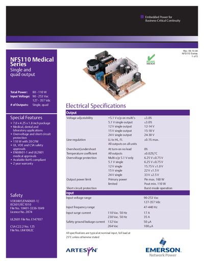 Emerson NFS110 Medical Series User Manual - cover page