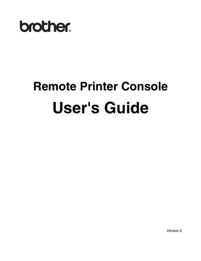 Brother Remote Printer Console User's Guide - cover page